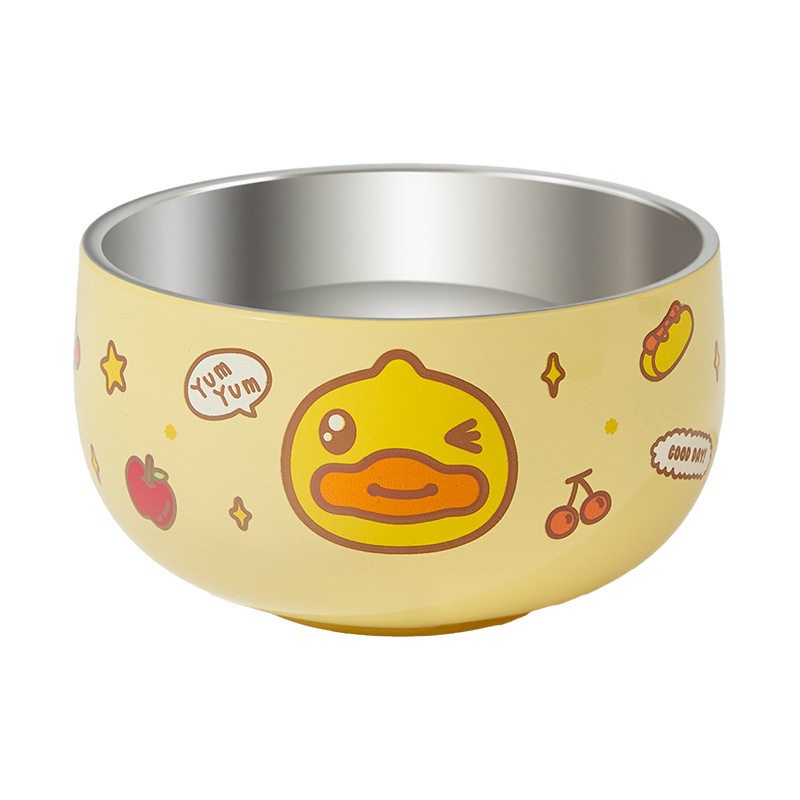 B.Duck小黄鸭儿童吃饭碗不锈钢