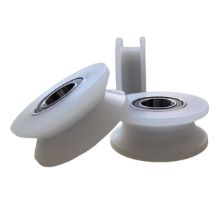 尼龙滑轮带双轴承UVH型塑料PA66凹槽轮移动门定滑轮推拉门轨道轮