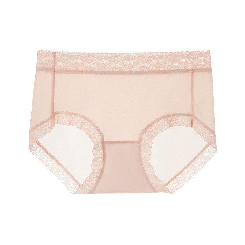 马克华菲蕾丝女三角裤桑蚕丝内裤抗菌中腰冰丝花边透气薄款三角裤