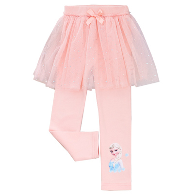 女童春秋纯棉网纱假两件裙裤