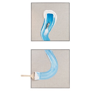 若奈挂画 ITALYGolsa/3D立体手绘联画《永立潮头》时髦人厚彩油画