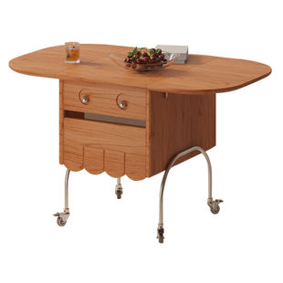 实木折叠边几沙发边柜可移动茶桌樱桃木客厅茶几小推车创意小户型