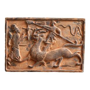 汉代画像砖摆件仿古灰陶砖雕壁画古建筑装饰砖狩猎画像砖画像石