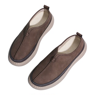 布舍元老北京布鞋男休闲厚底防滑轻便软底舒适爸爸鞋一脚蹬中国风