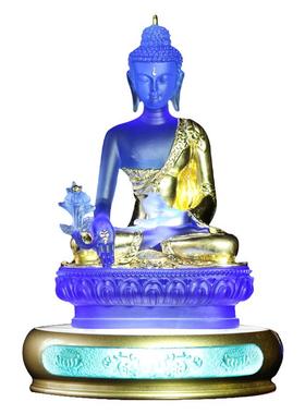 莲花座led插电发光古法琉璃摆件
