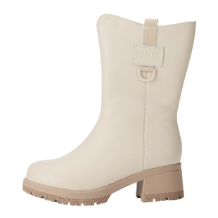 百年烟斗2025秋季新款中筒靴子女加绒保暖粗跟圆头通勤马丁靴女鞋