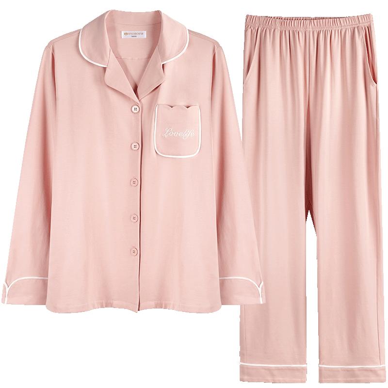 好波【冰瓷棉系列】睡衣长袖长裤家居服一男一女睡衣套装HJZ2501