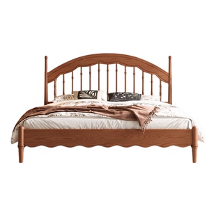 法式中古风白蜡木实木床可收纳储物箱体床1米8主卧大床复古卧室床