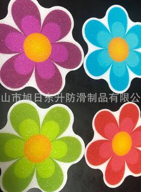 卡通浴室PEVA橡胶防滑贴，彩色花朵6大4小，亲肤耐磨防水防滑