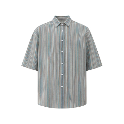 MRCYC韩版宽松条纹短袖休闲衬衫