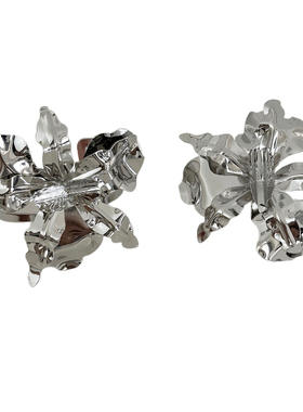 欧美风银色金属立体花朵手镯戒指