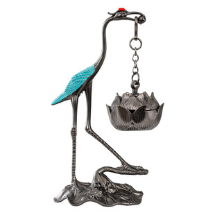 仙鹤莲花悬挂炉无粘粉小祥云创意熏香炉复古合金玄关香道摆件香炉