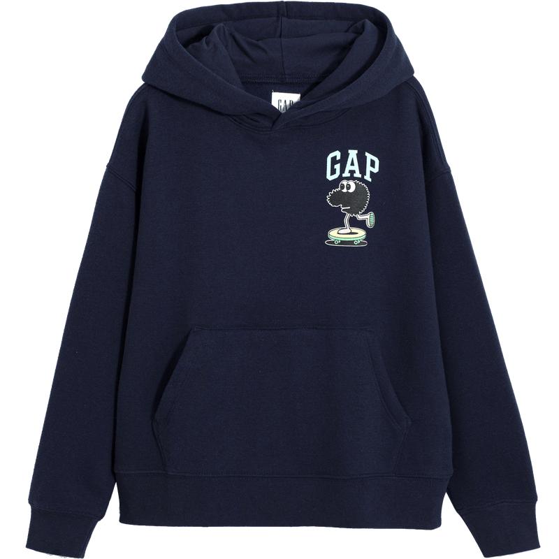 【GAP x JEREMY VILLE联名】男女童抓绒运动卫衣洋气连帽衫847290