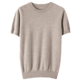 大码针织衫女短袖圆领上衣胖mm半袖打底衫毛衣中袖宽松200斤春秋