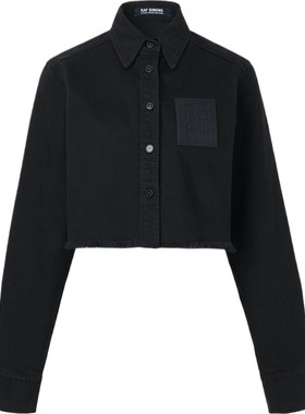 Raf Simons 秋冬女贴花毛边短款牛仔夹克外套