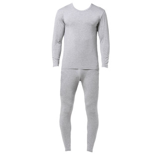 格凯男士竹纤维保暖内衣莫代尔薄款秋衣秋裤套装圆领修身打底衫男