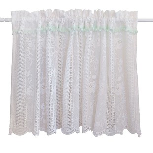 美式复古白色蕾丝花半帘咖啡帘短帘透光窗帘咖啡馆帘门帘半截帘