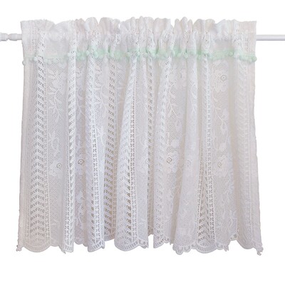 美式复古白色蕾丝咖啡帘