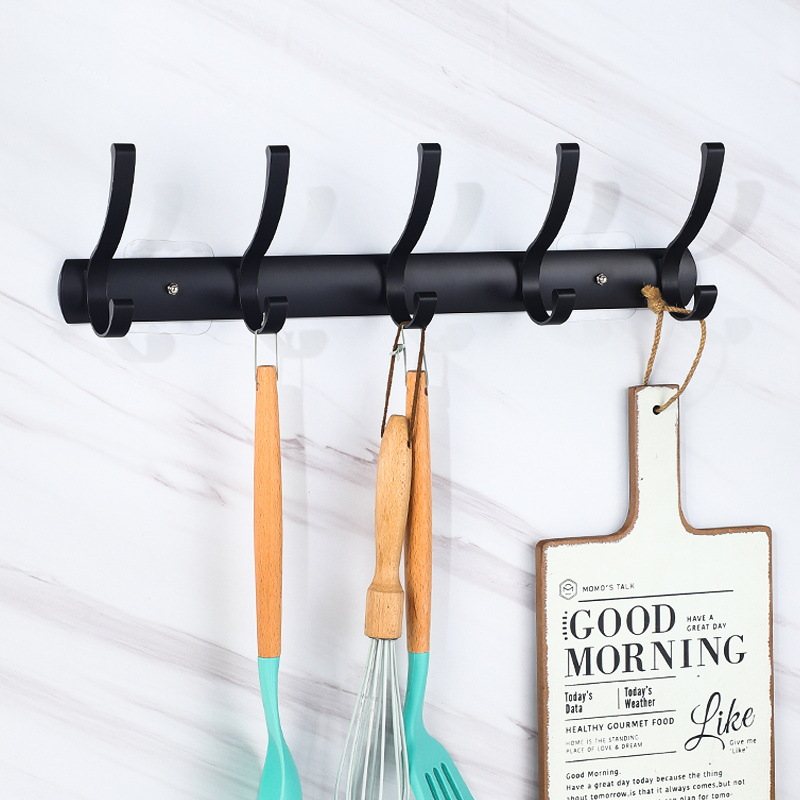 实心太空铝衣钩免打孔免玄关简约钉钩黑色排大衣灰色挂钩衣帽