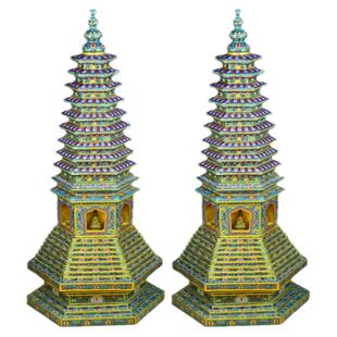 北京珐琅景泰蓝六合塔大殿摆件手工錾胎掐丝大香炉佛具用品铜香炉