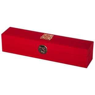 传统中国大红双喜结婚礼盒三金手写婚书婚呈礼单订婚书锦锻盒订做