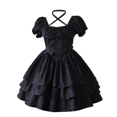 洛丽塔公主裙棉纤混纺纯色蝴蝶结