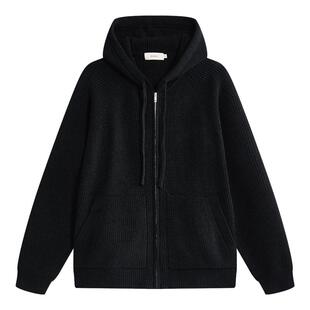 【托斯卡绒】ZIOZIA通勤男装25秋蓬松亲肤微廓连帽拉链开衫毛衣