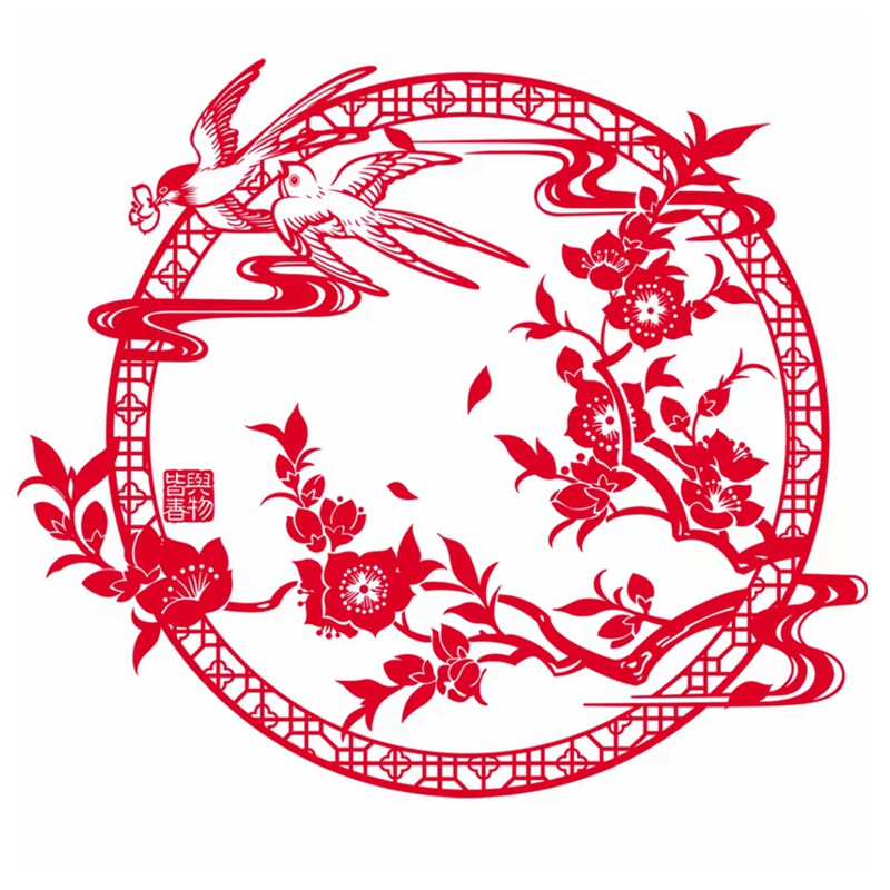 牡丹花鸟窗贴图案自粘防水墙贴家居中国风装饰贴纸遮瑕可移除贴纸