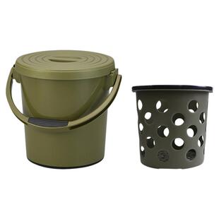 日本进口inomata双层水桶户外露营手提带盖可坐收纳钓鱼桶洗车桶