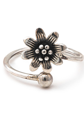 复古花朵休闲纯银缠绕戒指