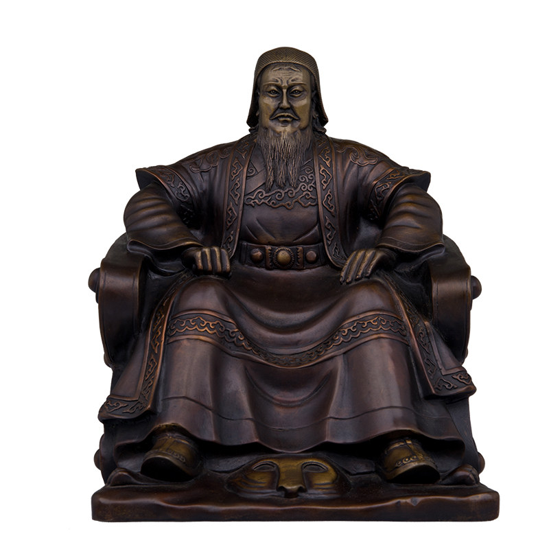 黄铜成吉思汗坐像中式摆件