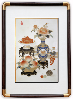 四九艺社 景德镇陶瓷新中式清供花卉瓷板画 橙果圆满 雅致装饰画