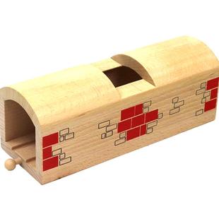 木制火车轨道玩具木质滑行车小火车积木拼装木儿童轨道车木头配件