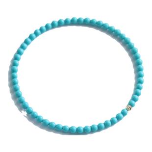 Charon绿松石手串女款蓝绿色极细小米珠手链转运珠饰品首饰礼物