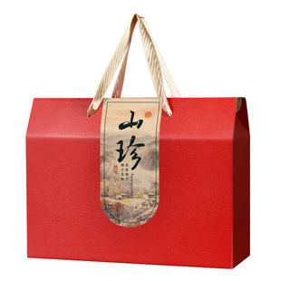 定制山珍礼盒干货包装盒空盒子菌菇玉笋手提礼品盒空盒子厂家批发