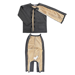 冬季保暖护理服男骨折术后老人针灸理疗康复服易穿脱家居服加绒