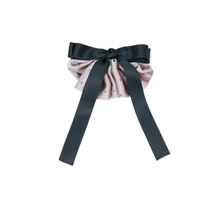 法式波点飘带蝴蝶结裙摆发夹女氛围感缎面后脑勺半扎发一字弹簧夹