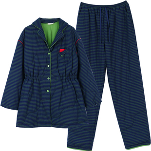朵朵可可睡衣女2025秋冬新款里外纯棉三层加绒加厚夹棉家居服套装