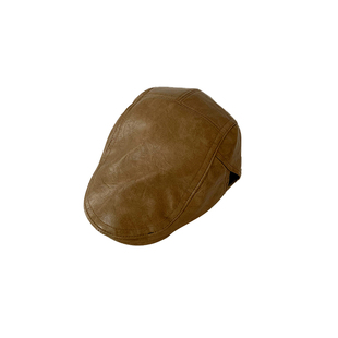 美式复古PU皮质反戴前进帽女夏季百搭辣妹个性小众显脸小贝雷帽子