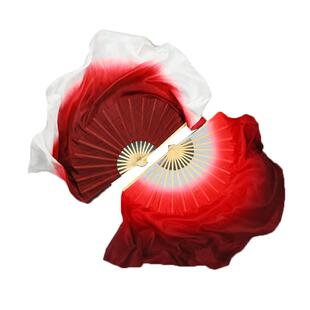 万疆舞蹈扇子抬龙王九儿酒红深红真丝跳舞大扇广场舞秧歌扇舞扇子