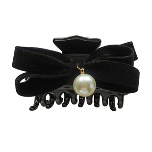 韩国进口丝绒蝴蝶结抓夹后脑勺半扎发抓夹中号秋冬少发量鲨鱼夹