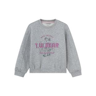 TeenieWeenie Kids小熊童装时尚舒适女童休闲风刺绣印花套头卫衣