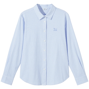 热风女士长袖衬衫内搭打底衫上衣2026年春季新款简约牛津纺衬衫