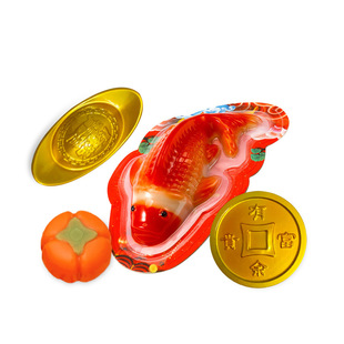 万寿斋鱼形状八宝饭糯米豆沙元宝铜钱年货供品糕点锦鲤年糕礼盒装