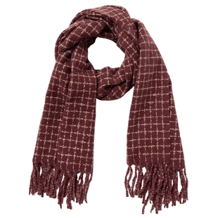 热风女士围巾2025年冬季新款小格子梭织围巾红色圣诞保暖围脖披肩