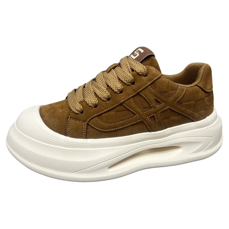小众复古拼接厚底内增高男老爹鞋