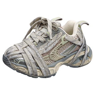 秋冬新款儿童运动鞋子巴家蜘蛛侠绑带擦色加绒二棉男女童老爹鞋潮