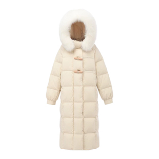 晴雨雪羽绒服女2025新款中长款加厚白鸭绒时尚大毛领冬季长款外套