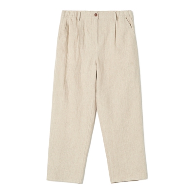 kleeklee环保棉麻竹节布锥裤