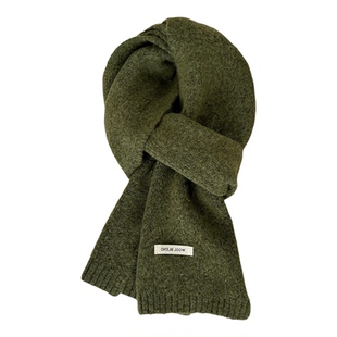 含羊毛灰色韩版纯色针织围巾男女情侣冬季保暖百搭高级感加厚围脖